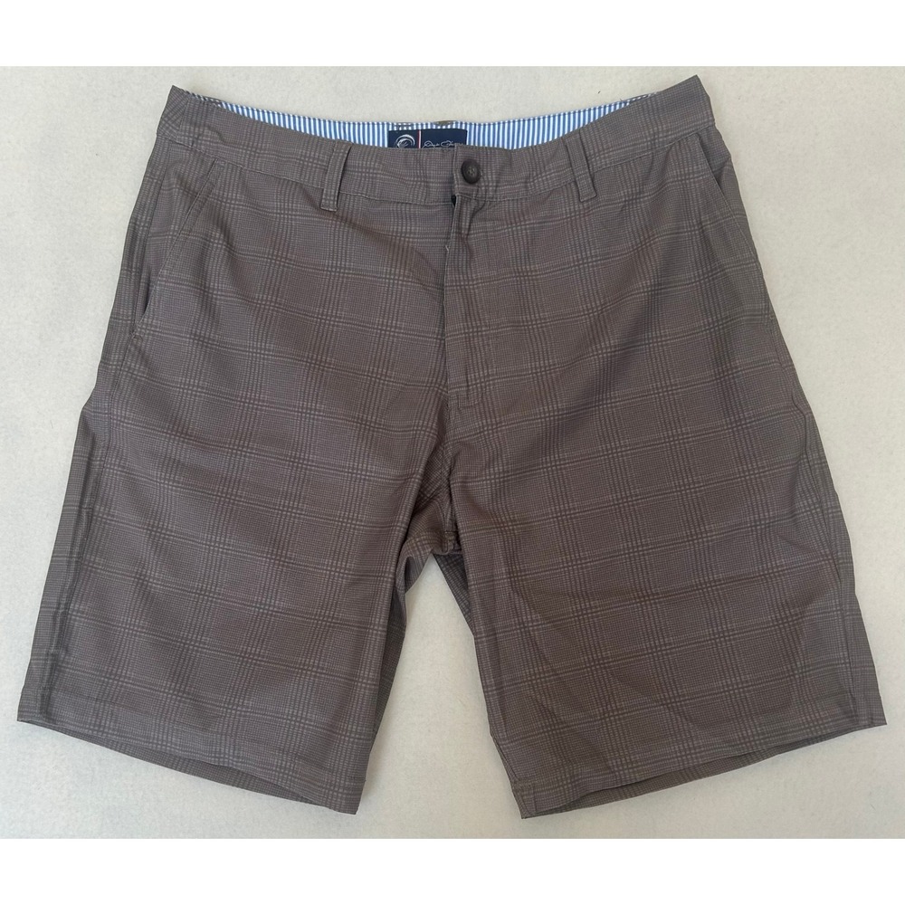 Jack O'Neill Collection Mens Plaid Hybrid‎ Shorts Brown Tan Size 32 Stretch